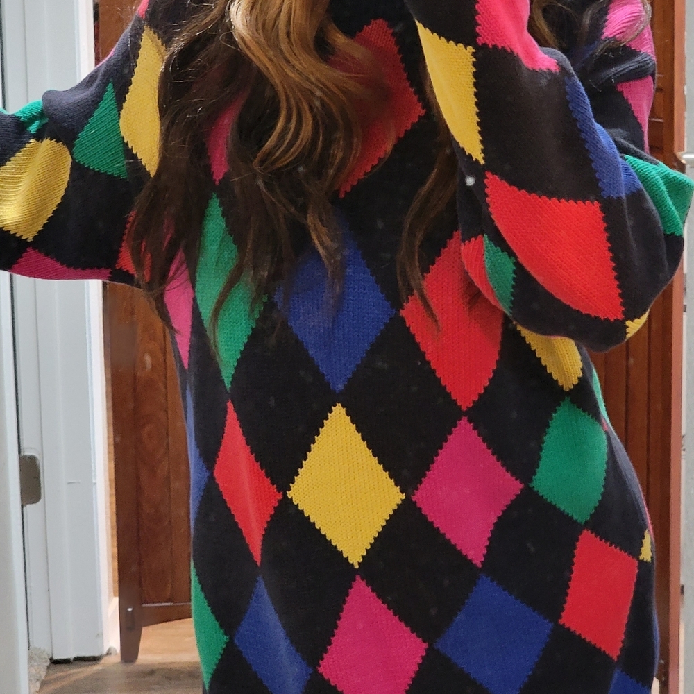 VTG| Vintage Multicolored Argyle Sweater - Picture 3 of 12